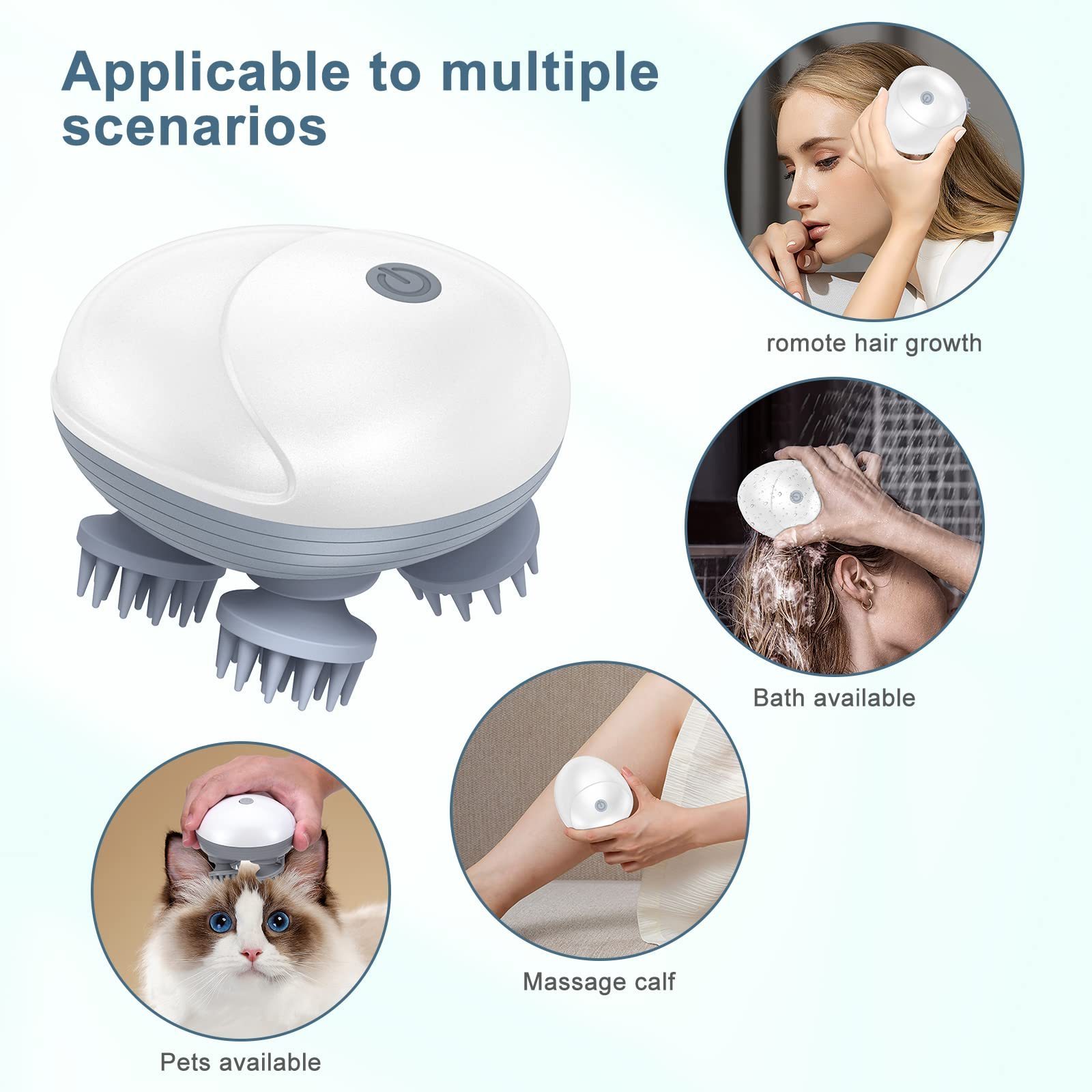 Wholesale Automatic Pet Head Massager Portable Fingers Claw Scratcher Dog Cat Scalp Rechargeable Octopus Head Scalp Massager