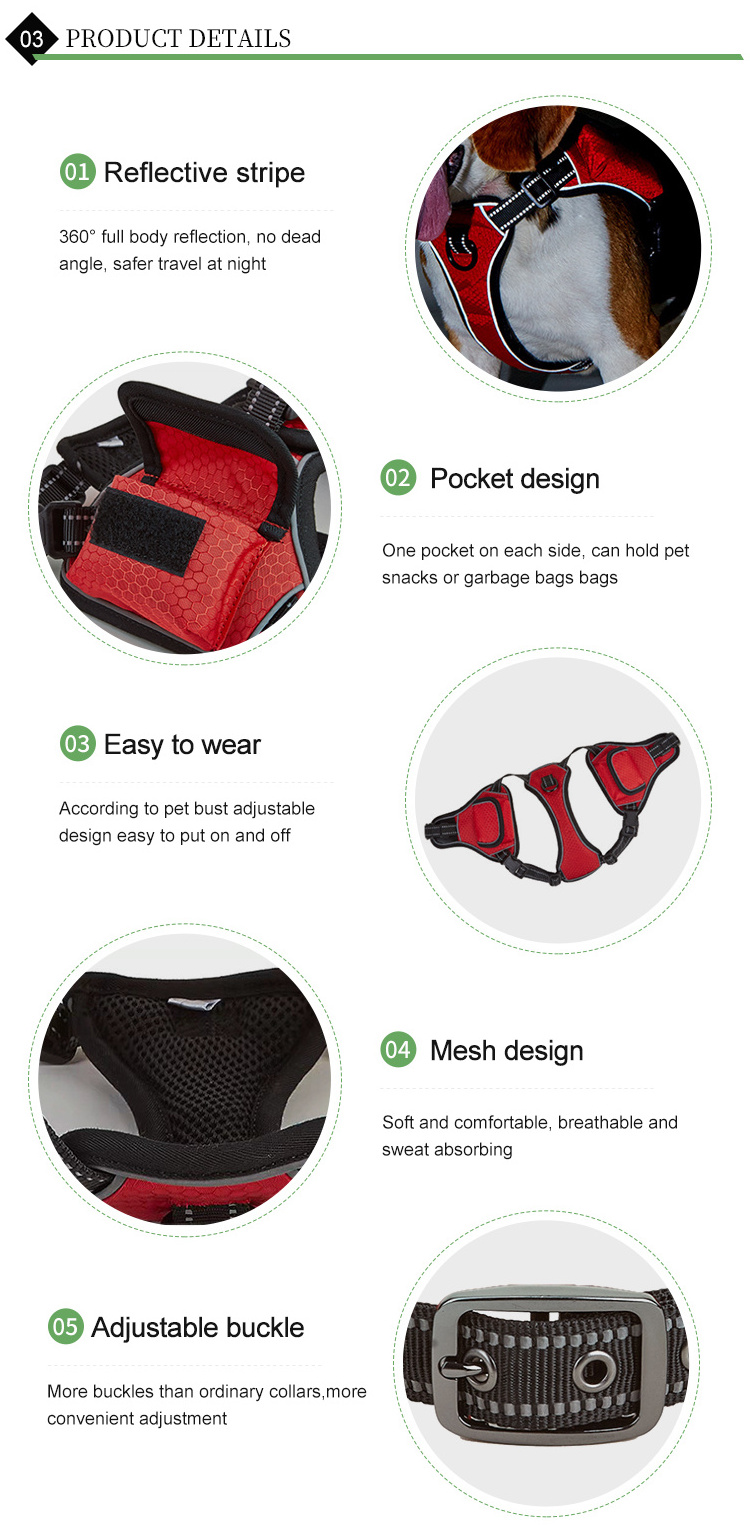 Manufacturers Free Sample Neoprene Adjustable Pet Harness Reversible Dog Harness Set Luxury design Custom Dog Harness