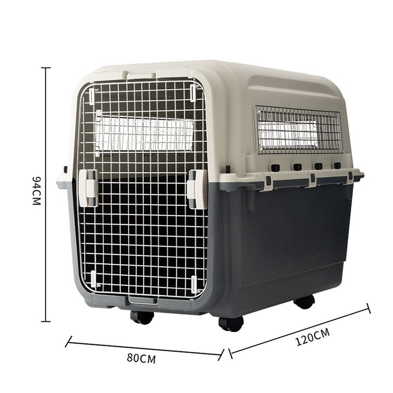 Safe Double Door Design pet cage Cat Dog Carrying Case Super Large Space Pet Air Transport Box With Wheels