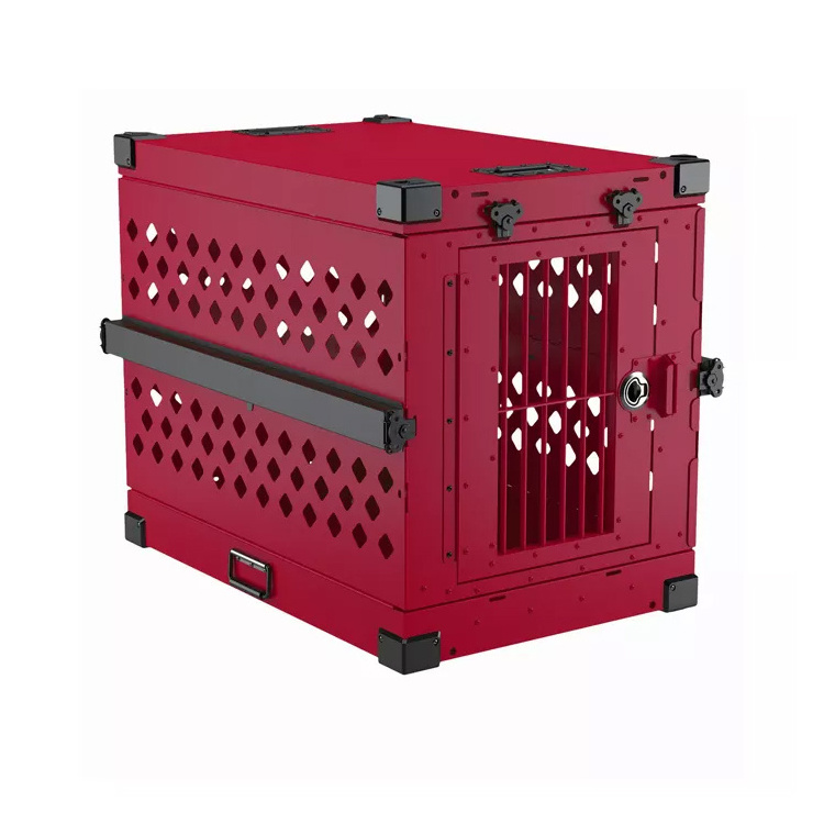 Professional supply  metal collapsible larger stack able aluminum dog truck car crates cages impact