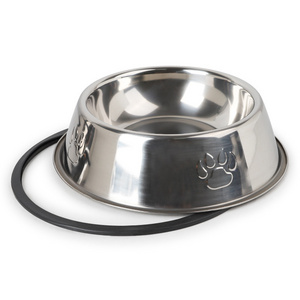 Factory Wholesale Multiple Sizes Rounded Pet Food Bowl Stainless Steel Dog Cat Bowl With Rubber Base