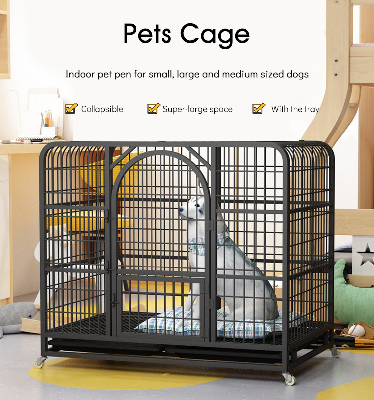 Dog metal Cage Big Cages iron outdoor on Wheels Pink Dog Cage for Large Pets Easy to Install