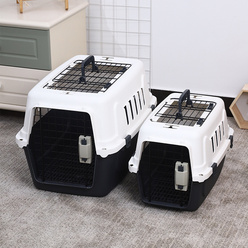 Two Sizes Portable Pet Air Box Carrier Crate Pet-Friendly Large Space Cat Dog Outdoor Activities Cage