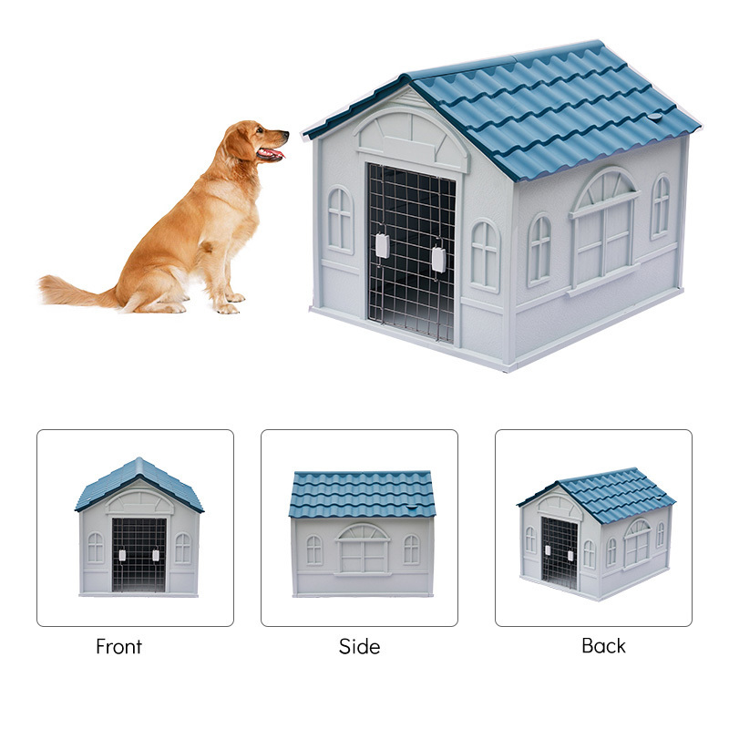 Durable iron door design pet cage unique roof-shaped cute dog house 4 custom colors outdoor dog crate