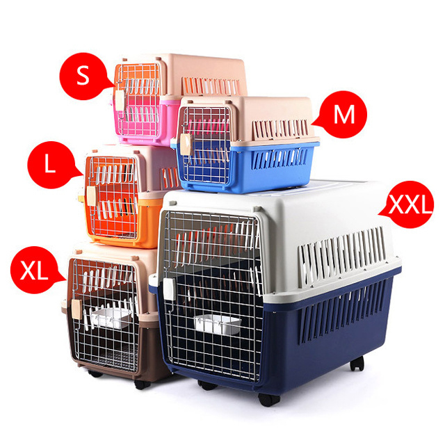 Cash commodity square dog car crate door design small Medium plastic dogs traveling dog crate