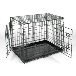 Wholesale 48" Collapsible Dog Cage With Double Door Metal Wire Foldable Black Pet Cage Large Dog Kennel Transport Crate