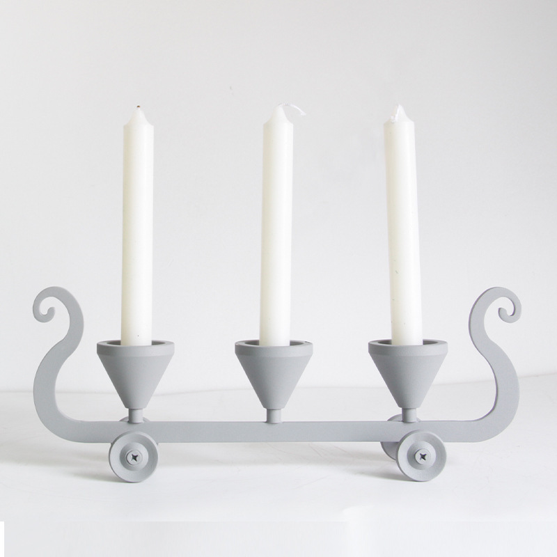 American-style candle holder creative special-shaped wrought iron three-headed candle holder