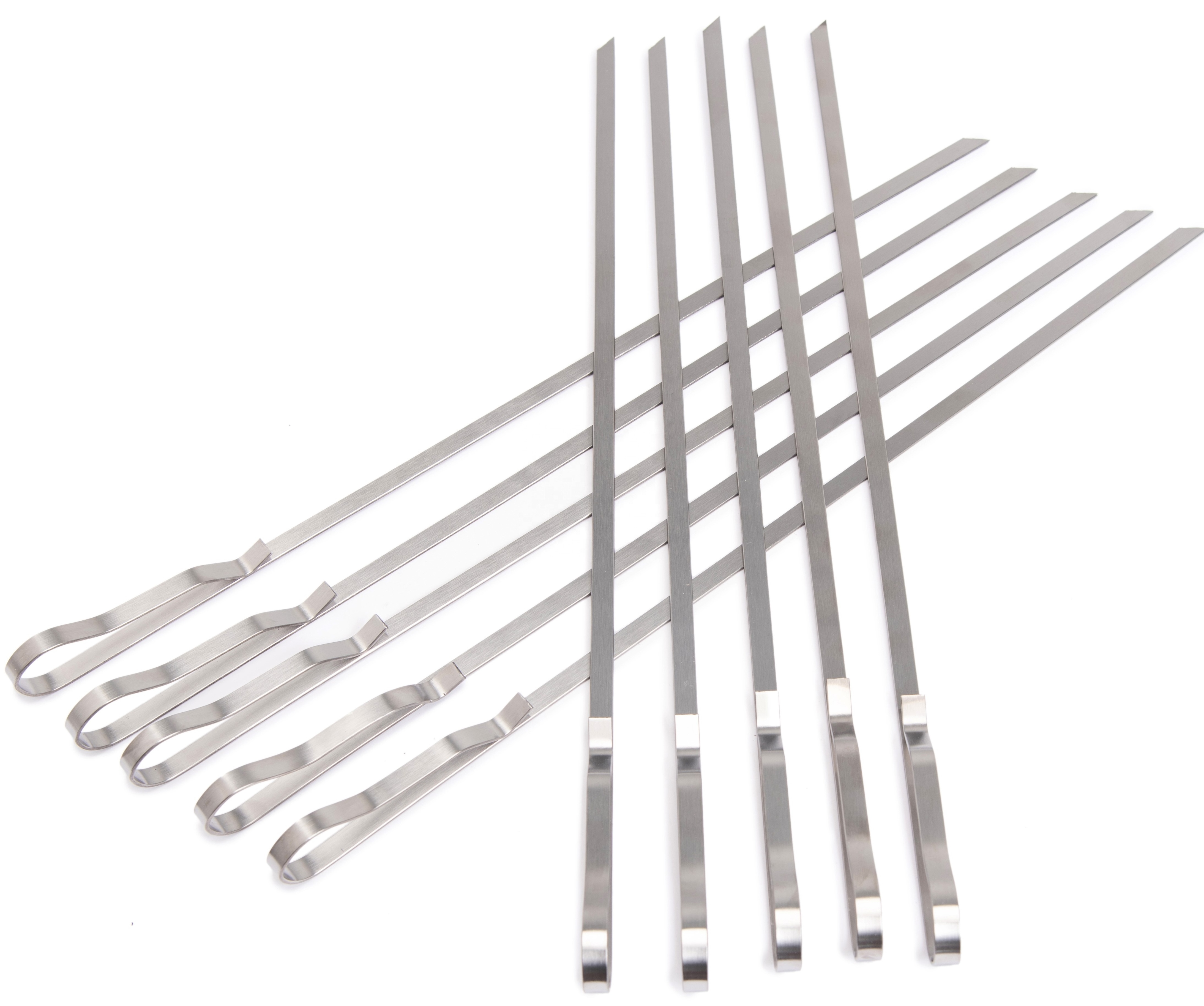 Outdoor Camping Stainless Steel 12 Pack BBQ Skewer Flat Stick Grill Turkish Shish Kebab Skewers Kit with Portable Storage Bag