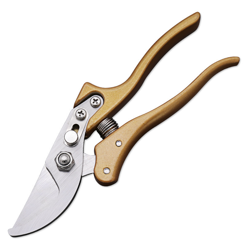 Gold stainless steel sharp blade non-slip handle safety lock flower fruits plant trimming scissors pruning shears garden