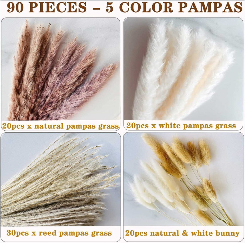 90 pcs 5 colors Flower Arrangement small reed dried flowers pampas grass artificial wedding home decor pampas grass