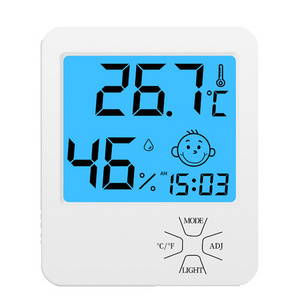 White household precision baby room digital LCD display hang temperature humidity meter weather station thermometer hygrometer