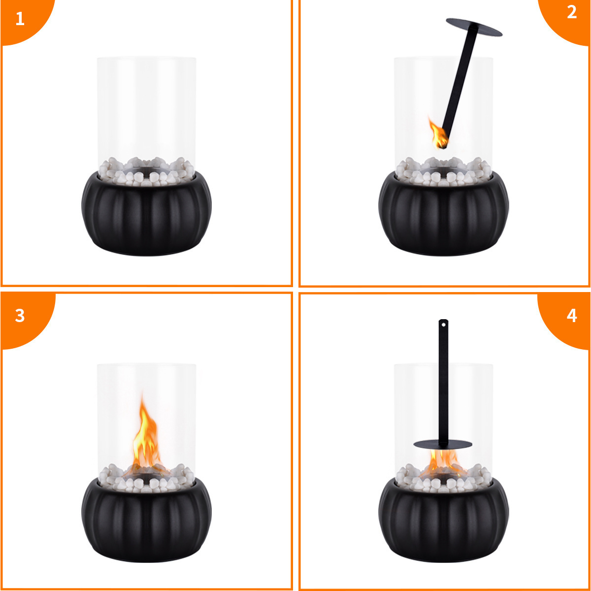 Decor portable mini fire pit place living room tabletop fire pit bowl