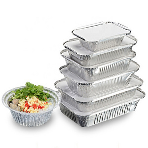 Restaurant BBQ Grill Air Fryer Disposable Aluminum Tin Foil Rectangle Takeaway Packaging Food Lunch Boxes Pans Container Box