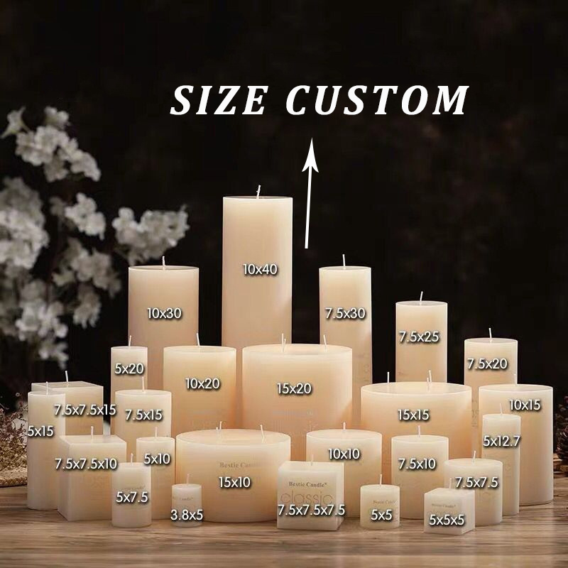 Cire bougie decorative cire bougies en gros personnalisable column candle custom white pillar candles bulk