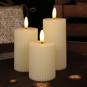 Pillar 3d real flame electric candle led bulb fake candles led flickering flameless candles with moving flame