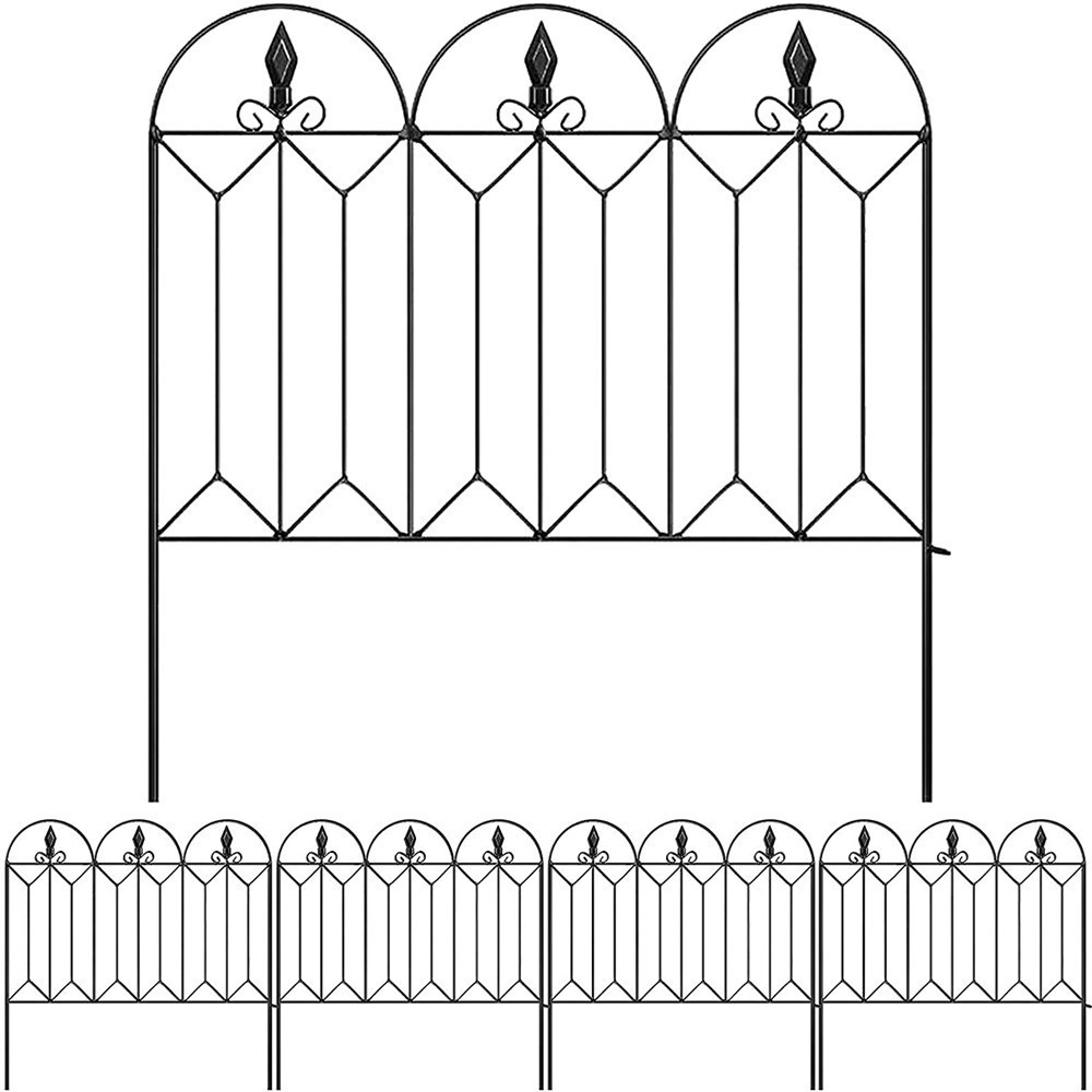 Decorative 24'' assembly flowerbed black metal yard garden fencing border landscape edge iron farm fence panels