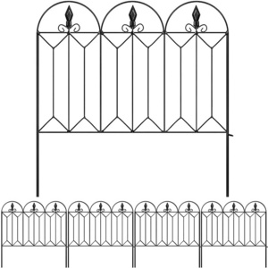 Decorative 24'' assembly flowerbed black metal yard garden fencing border landscape edge iron farm fence panels