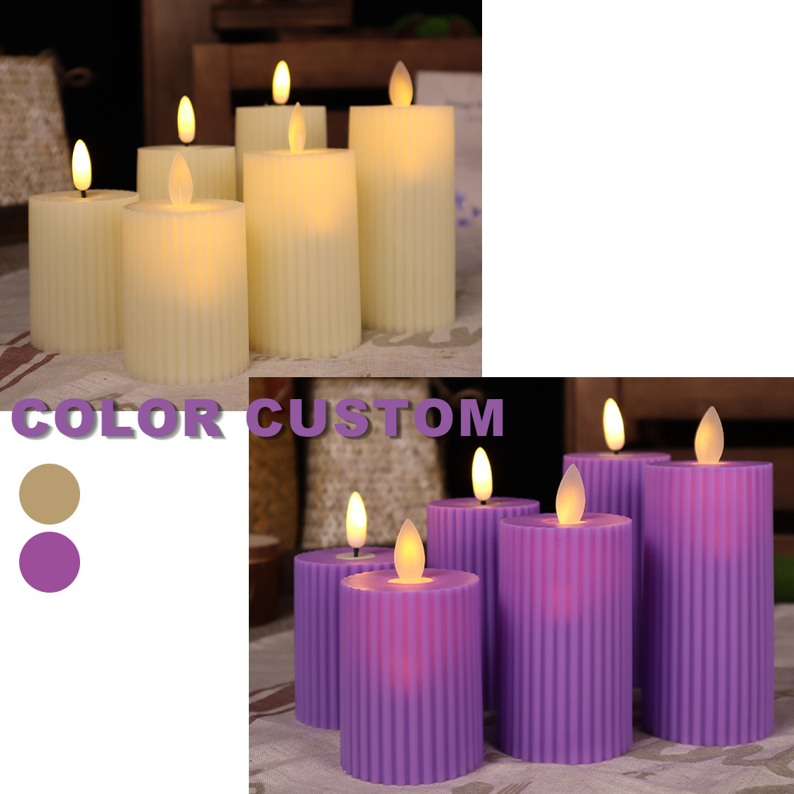 Pillar 3d real flame electric candle led bulb fake candles led flickering flameless candles with moving flame