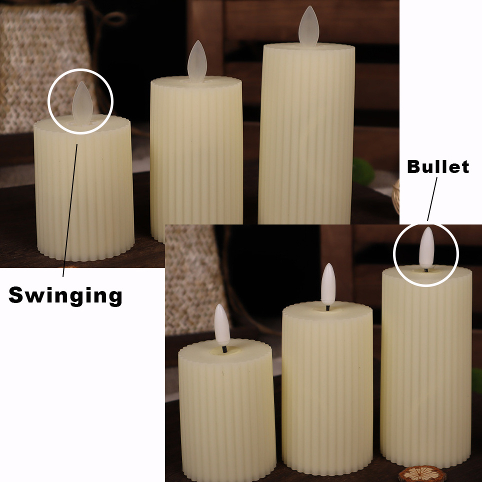 Pillar 3d real flame electric candle led bulb fake candles led flickering flameless candles with moving flame