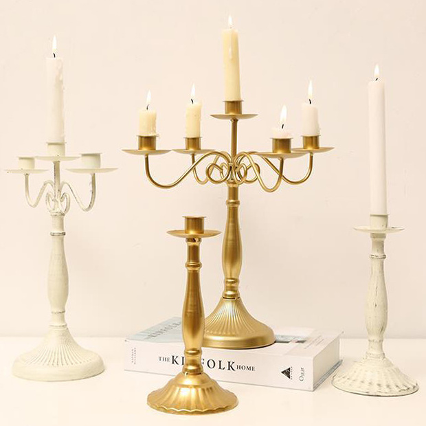 Gold Votive Candle Holder Metal Decorative Candle Centerpieces Stand Holders Brass Candlestick Holder For Wedding Candelabra