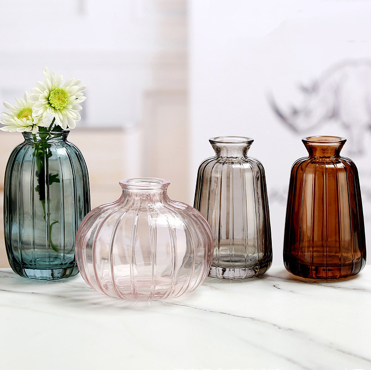 Table decoration small recycled floral vase bud vase set bulk mini glass vases in bulk for flowers