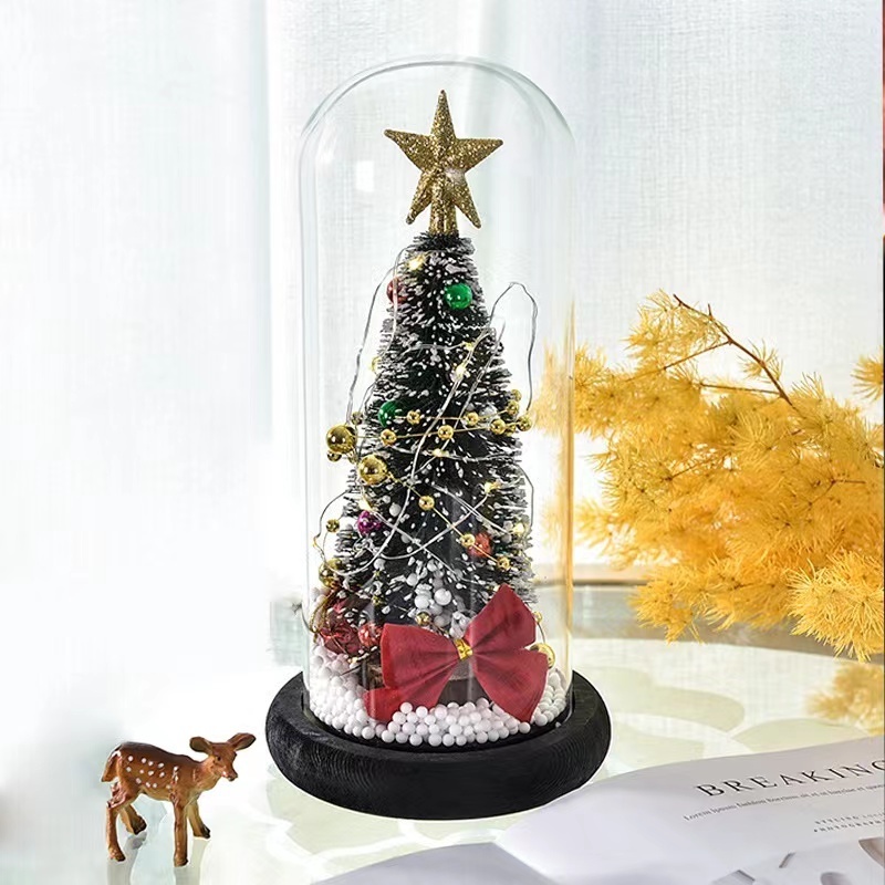 Christmas 2021 home decor creative Shooting props festival gift christmas cedar light tree ornaments glass cover christmas tree