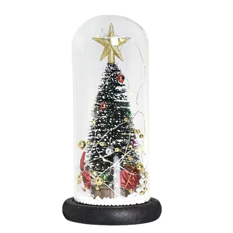 Christmas 2021 home decor creative Shooting props festival gift christmas cedar light tree ornaments glass cover christmas tree