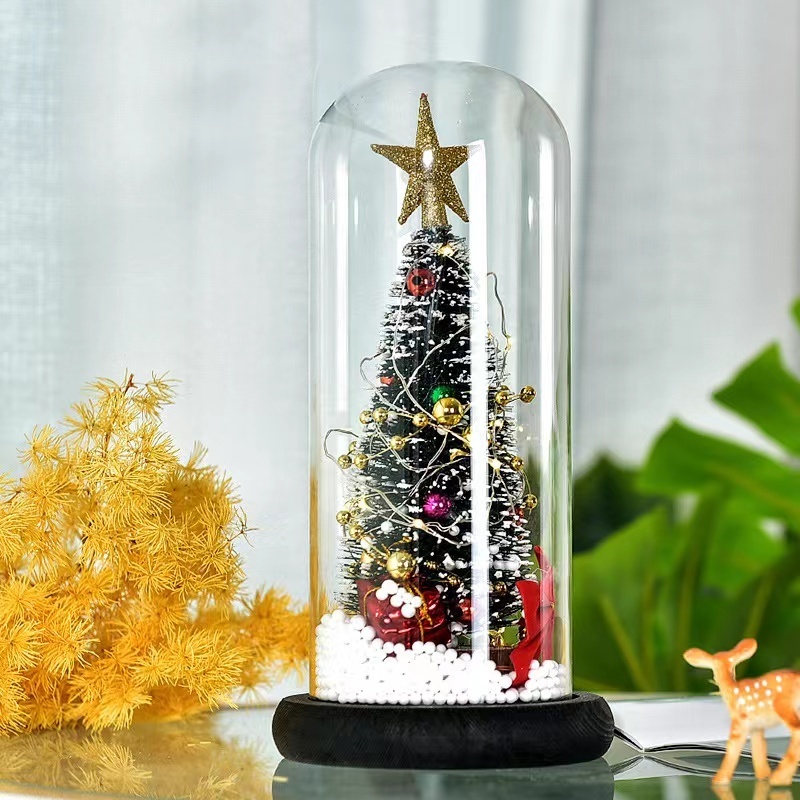 Christmas 2021 home decor creative Shooting props festival gift christmas cedar light tree ornaments glass cover christmas tree