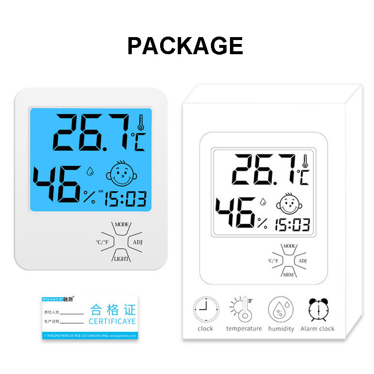 White household precision baby room digital LCD display hang temperature humidity meter weather station thermometer hygrometer