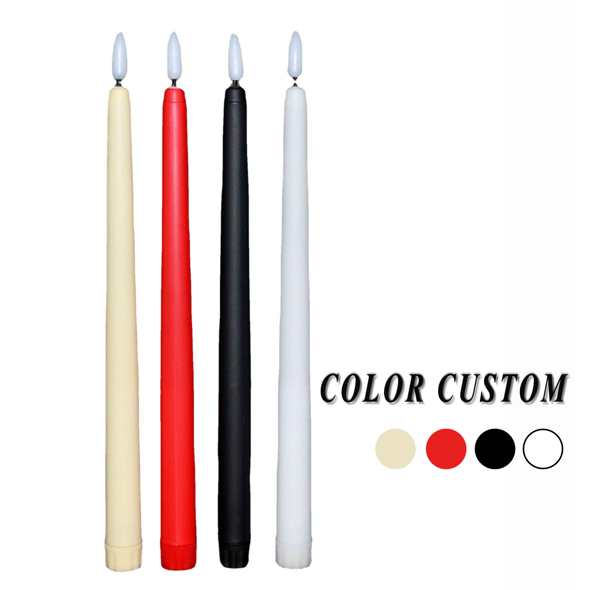 Home Wedding Decor Long 3D Artificial Remote Control Flameless Candles White LED Taper Electric Candle Light