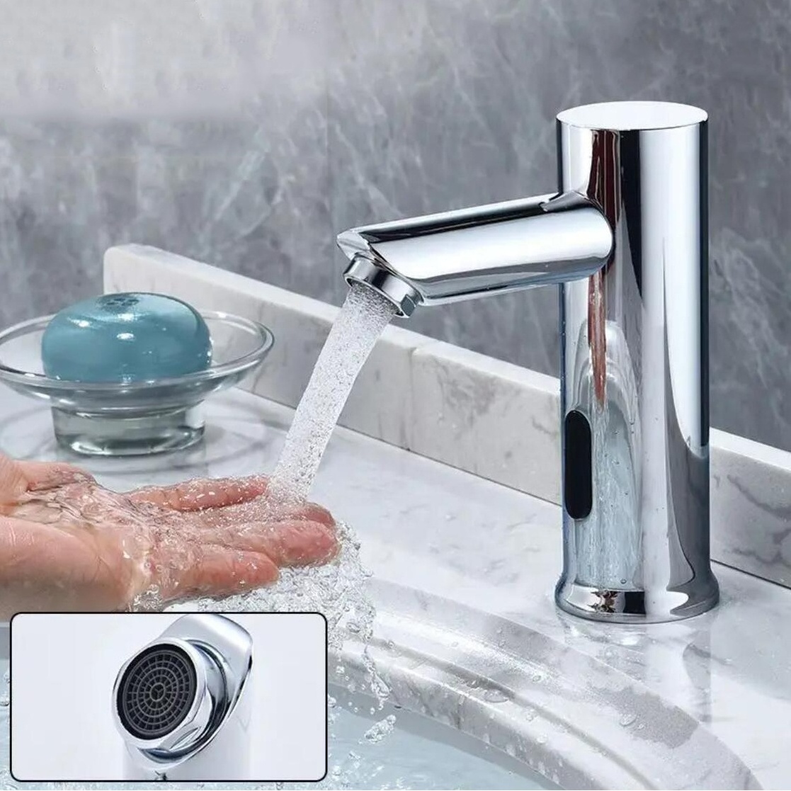 Hot Sale Bathroom Sink water taps Deck Mount Chrome Touchless Automatic Sensor Basin Faucet