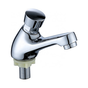 Water Saving Brass Push Button Self Closing Bathroom Time Delay Faucet for Public Hotel Restroom