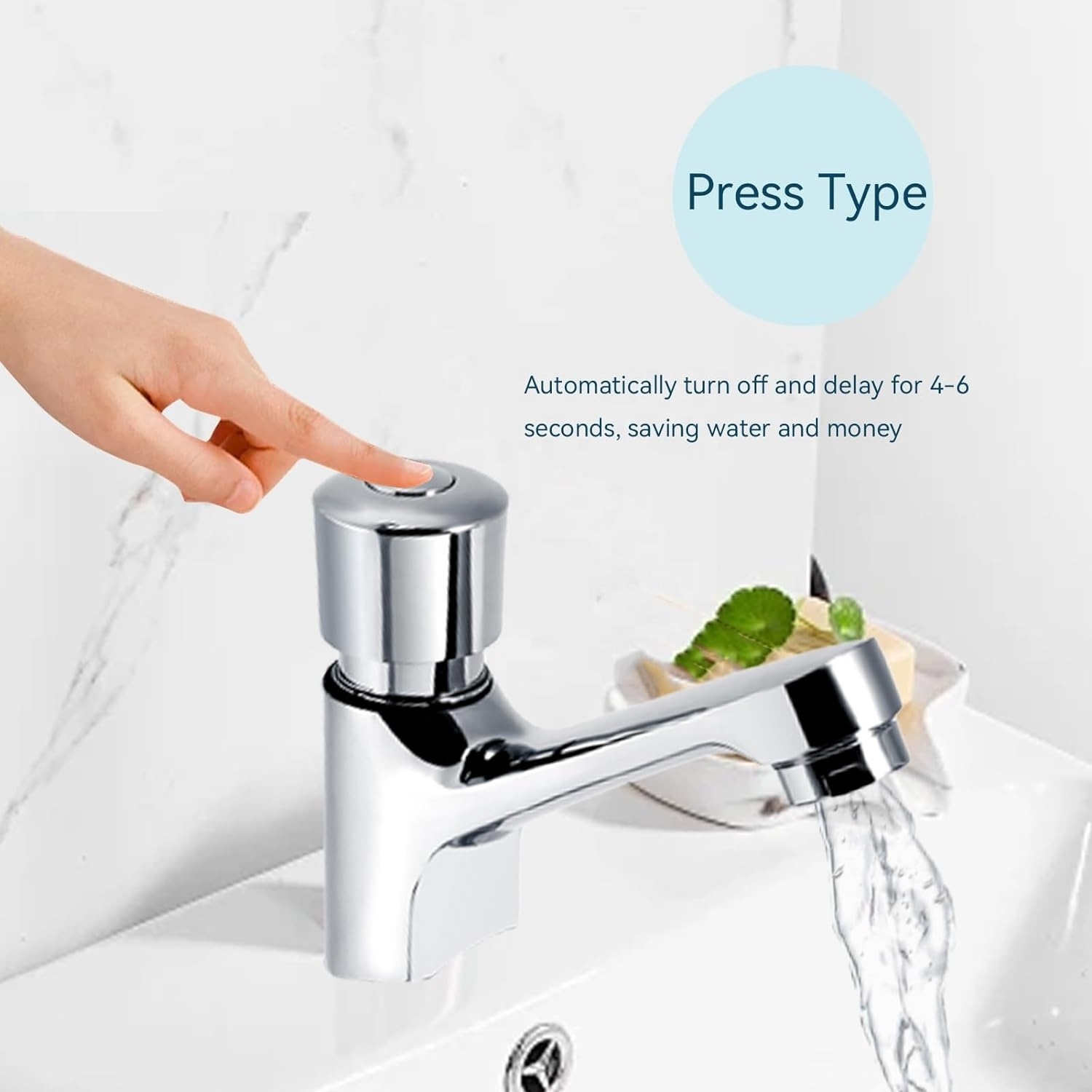 Public Bathroom Water Saving Self Closing Time Delay Basin Faucet for Outdoor Single Cold