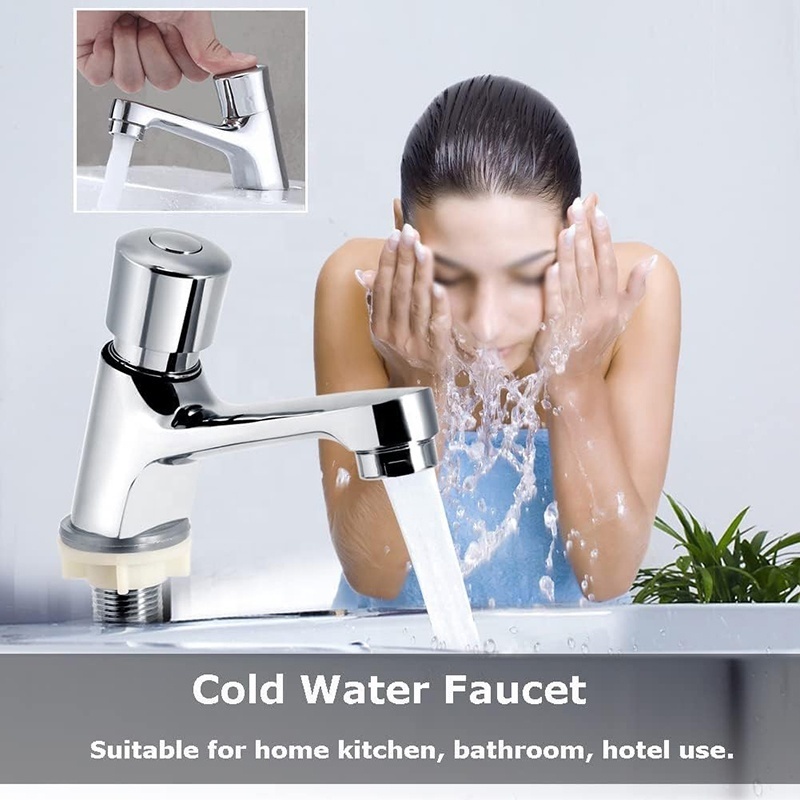 Public Bathroom Water Saving Self Closing Time Delay Basin Faucet for Outdoor Single Cold