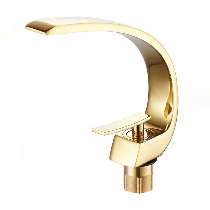 Single Handle Brass Hot and Cold Gold Washbasin Mixer Faucet Bathroom Basin Faucet