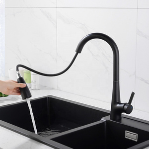 BSL-KF031 High Quality Brass Matte Black Hot And Cold Mixer Sink Pull Down Kitchen Water Faucet