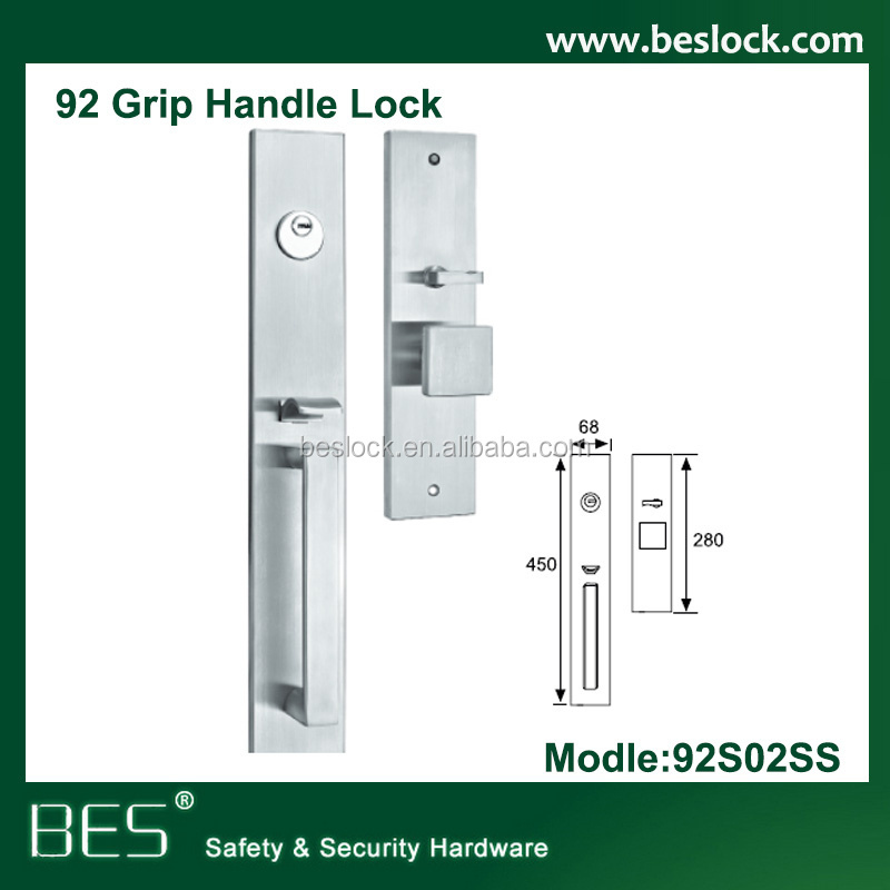 American Safety Handle Exterior Door Lockset Pull Grip Mortise Lock Cylinder Door Lockset