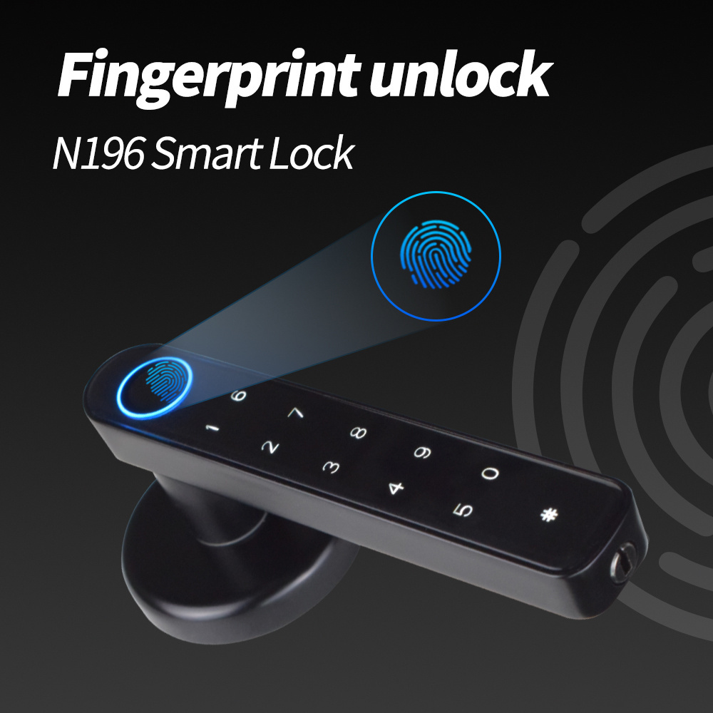 Fingerprint  Password Smart Door Lock With Emergency Key Handle Lever Door Lock