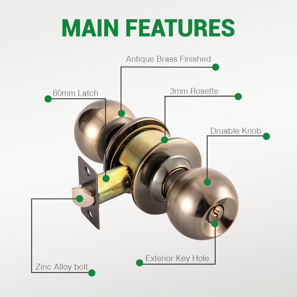 Factory Stainless steel Entry Privacy Passage 587 Hotel Round Knob Lock cylindrical Ball Door Handle Tubular Knob Door Lock