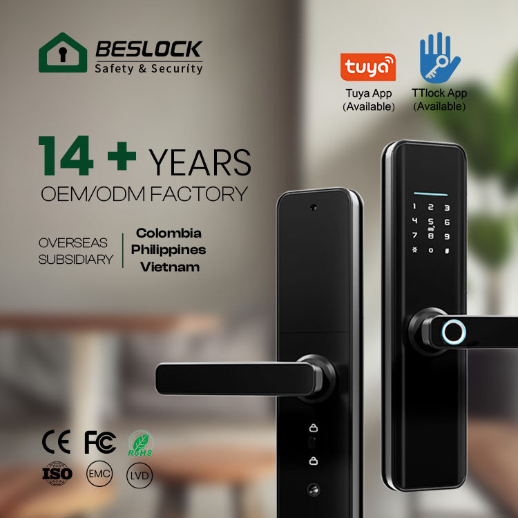 BES hotsale High Security Quality Digital New Password Fingerprint Smart Panel Handle Door Lock With Wifi Tuya App ttlock