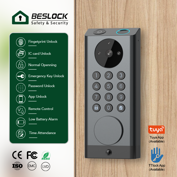 2024 Security Video Smart Lock 3-in-1 Camera Doorbell Fingerprint Keyless Entry WiFi Door Lock,App Remote Control Door Lock