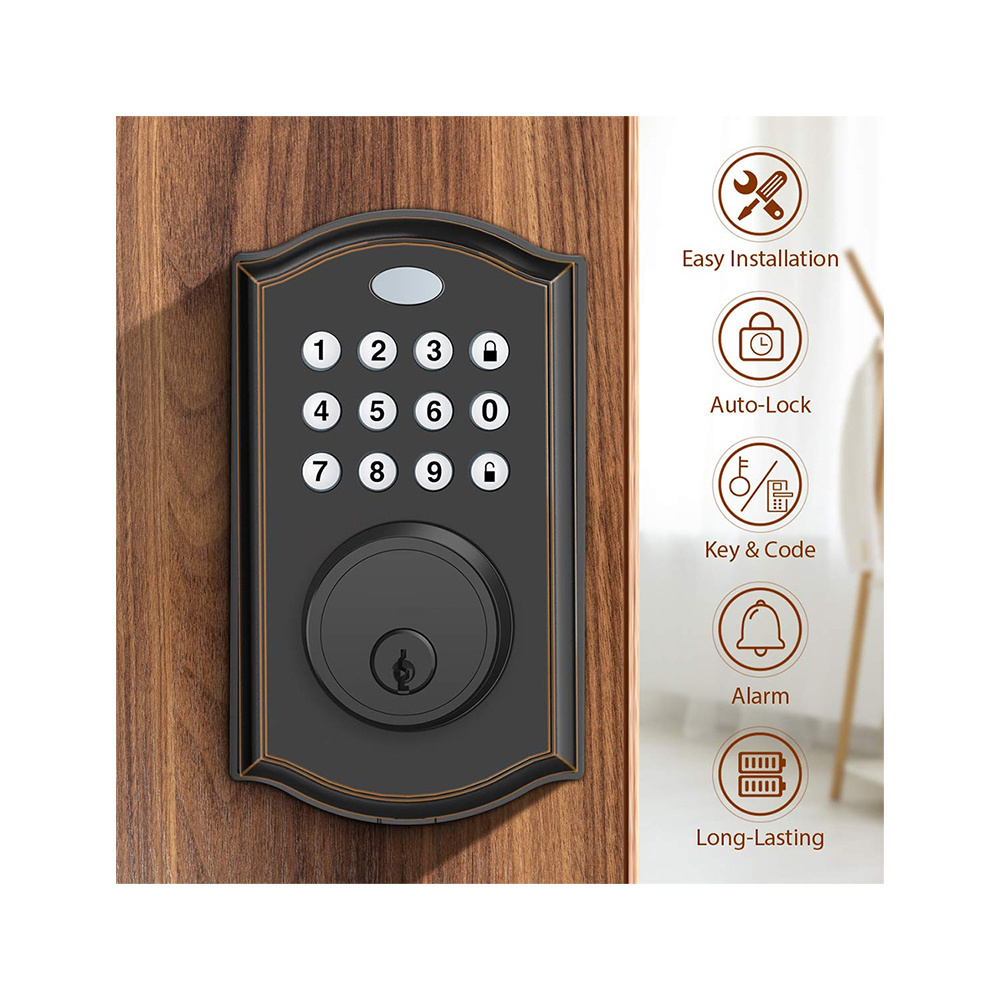 Smart Zinc Alloy Digital Deadbolt Magnetic Hotel Keyless Wifi Door Electric Lockset For Wood Door Lock