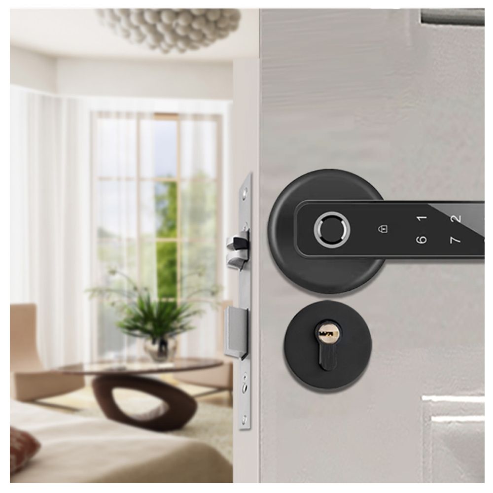 Fingerprint  Electronic Password TT-lock Security  Smart Home Tuya Handle Wooden Mortise Lock for Bedroom