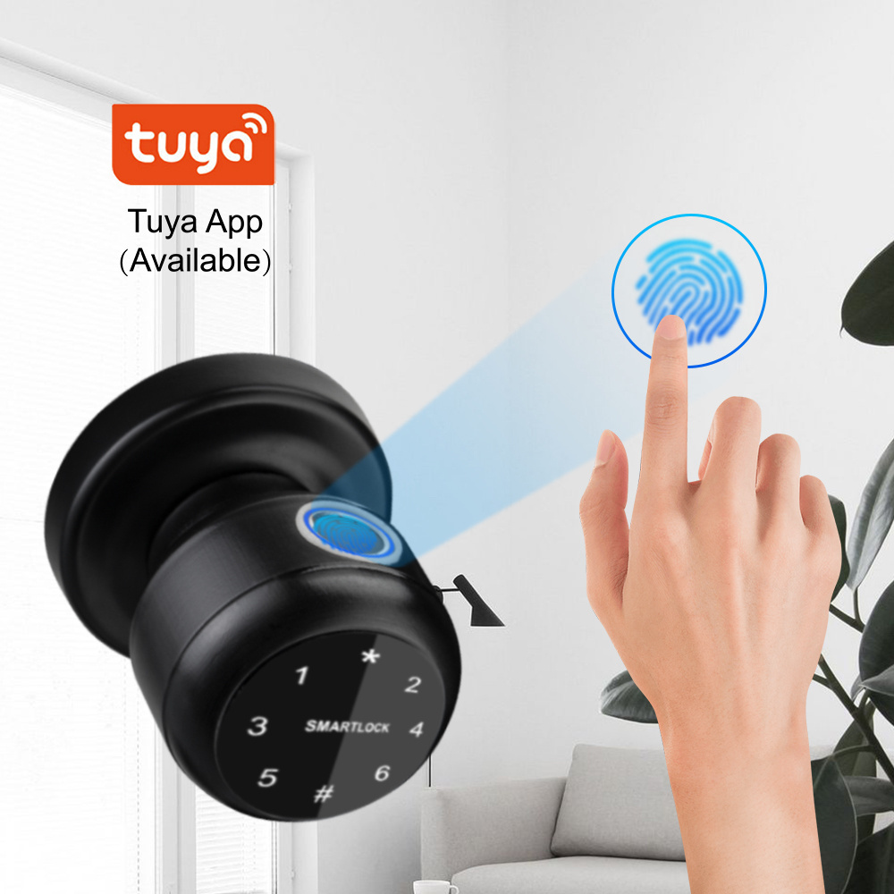 New Release Bedroom Tuya App Biometric Intelligent Fingerprint Password Remote Safety Security Smart Knobs Lock Door Lock