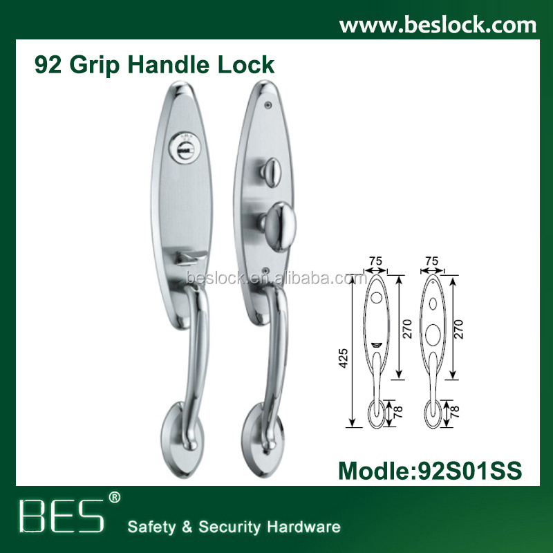 American Safety Handle Exterior Door Lockset Pull Grip Mortise Lock Cylinder Door Lockset