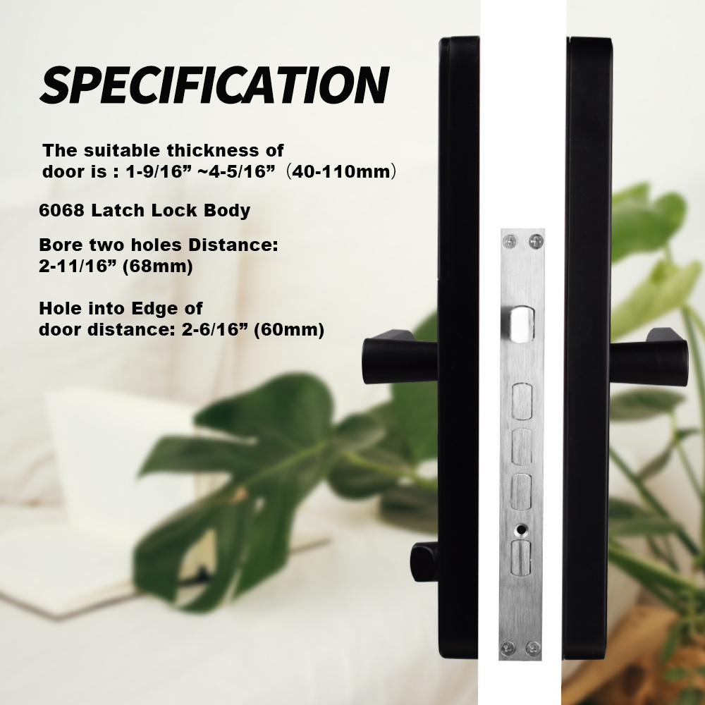 Remote Locks Home Security Door Password Lock Automatic Smart Lockup Wifi Mobile Phone Tuya Fingerprint Door Lock Black