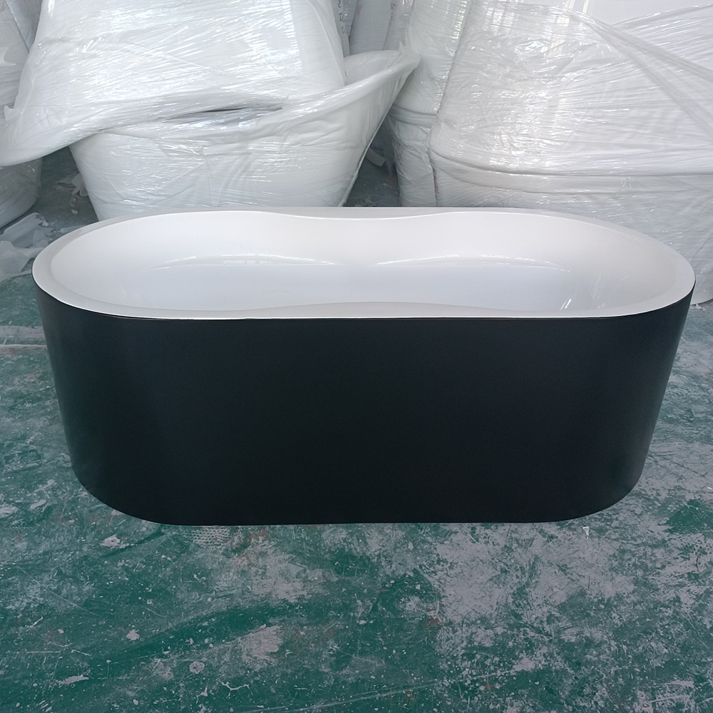 Black Five Stars Hotel Oval Shaped Acrylic Resin Marble Bath Tub Solid Surface Bathroom Bathtub one piece freestanding bathtub