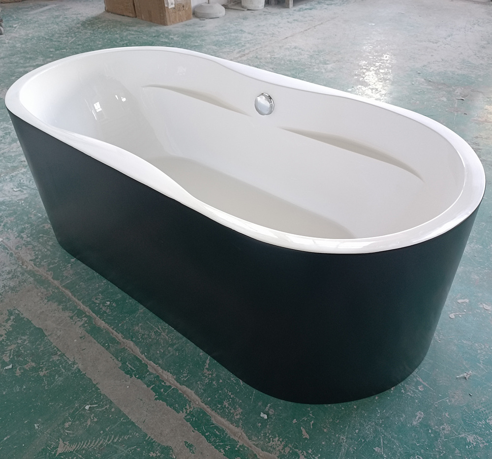 Black Five Stars Hotel Oval Shaped Acrylic Resin Marble Bath Tub Solid Surface Bathroom Bathtub one piece freestanding bathtub