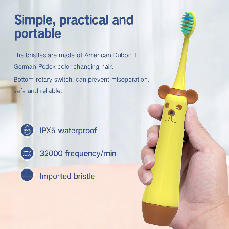 Battery Powered Sonic Electronic Toothbrush Cartoon Smart Toothbrush for Children 3-15 Years Old Electric Toothbrush