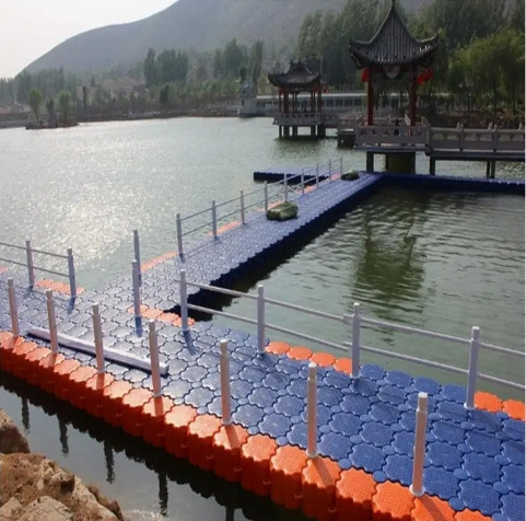 Modular HDPE swimming pool plastic floating platform pontoon bridge jet ski floating dock yacht platform